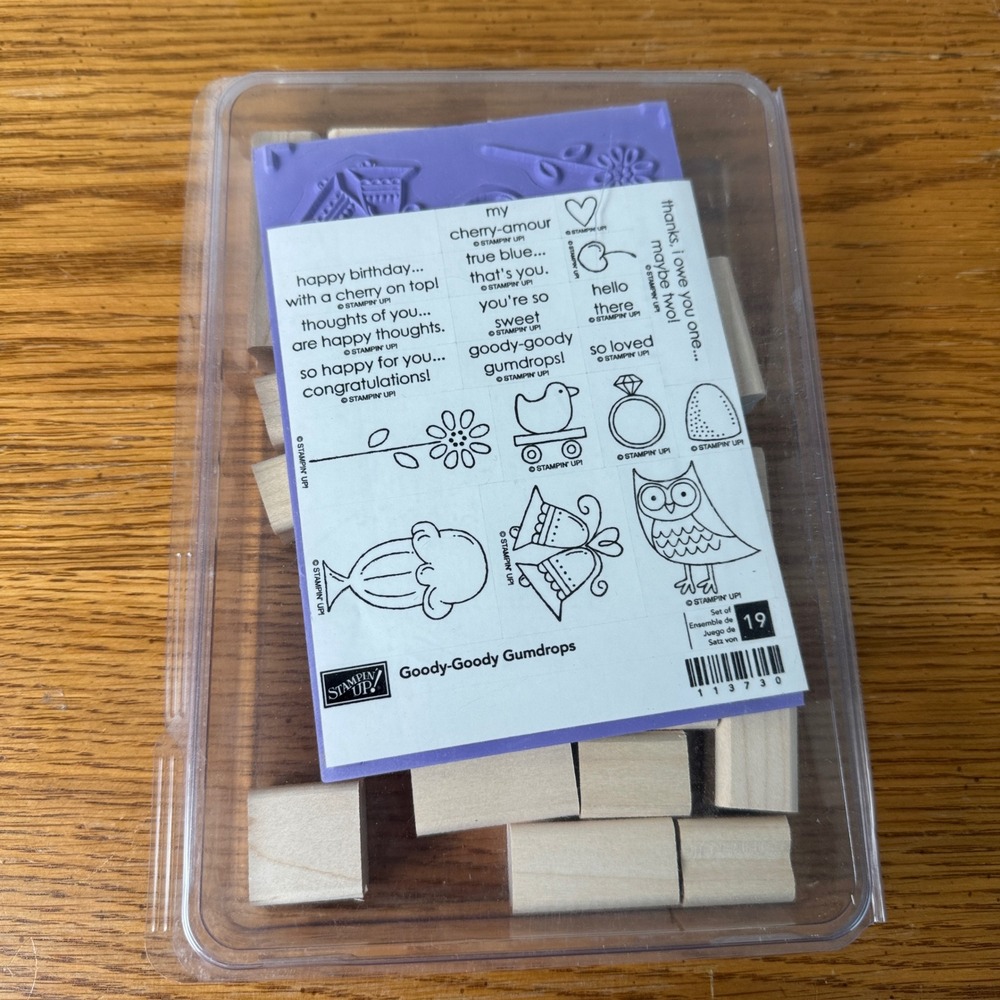 Stampin Up Goody-Goody Gumdrops 19 Piece‎ Wood Mount Rubber Stamp Set 113730 NEW